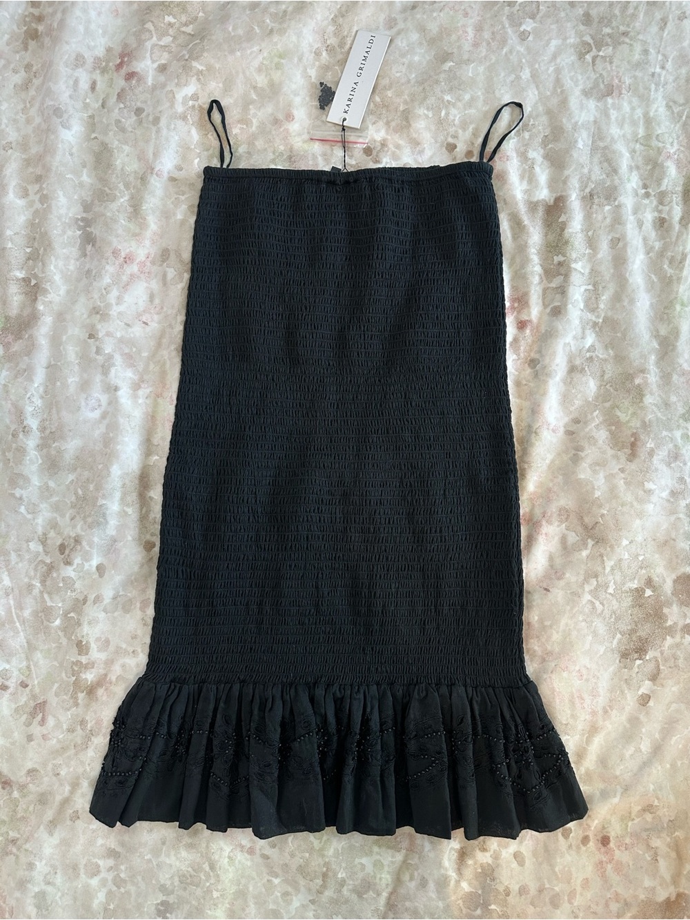 Karina Grimaldi Black Ruffled-Hem Pencil Skirt